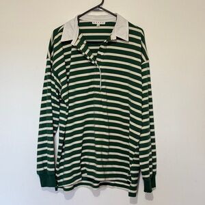 HYFVE Green & White Striped Rugby Pullover – Size L